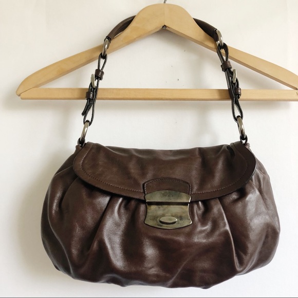 Authentic Prada Hobo Brown CalfSkin Leather - Picture 1 of 8